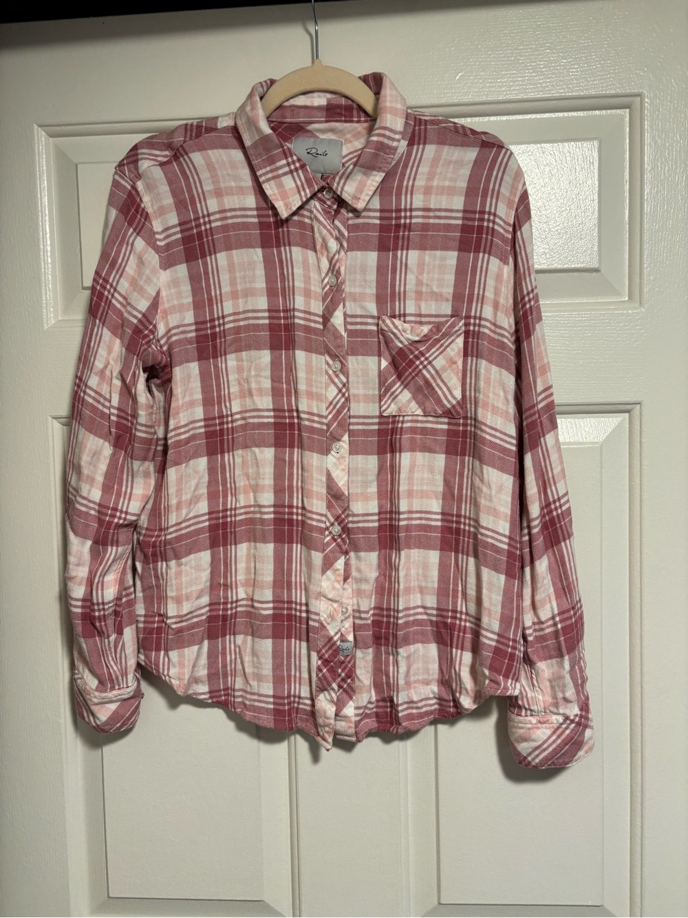Rails Pink & Cream Plaid Button-Down Shirt Size Large